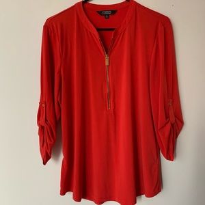 Coral quarter zip blouse